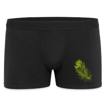 Abstrait plume / ligne / vert / motif - Boxer Homme - noir - Devant