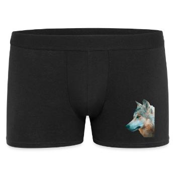Wolfs Kopf Aquarellprint - Männer Boxer Shorts - Schwarz - Vorne