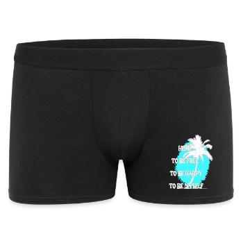 Hier um Frei & Glücklich zu sein - Palme - Männer Boxer Shorts - Schwarz - Vorne