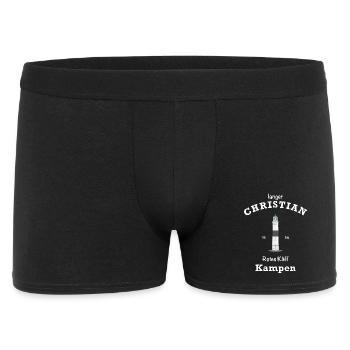 Sylt, Leuchtturm kampen, langer Christian - Männer Boxer Shorts - Schwarz - Vorne