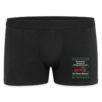 Wa hosch du des Johr zu Weihnachta kriegt? - Männer Boxer Shorts - Schwarz - Vorne