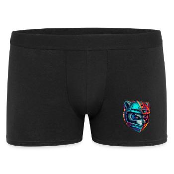 Panda cyborg casque néon - Boxer Homme - noir - Devant