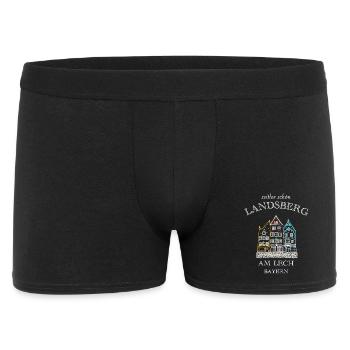 Landsberg am Lech, bunte Häuserzeile, Bayern - Männer Boxer Shorts - Schwarz - Vorne