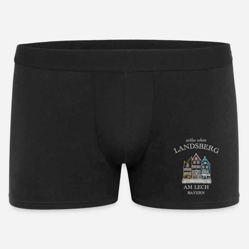Landsberg am Lech, bunte Häuserzeile, Bayern - Männer Boxer Shorts - Schwarz