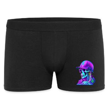 Skelett mit Kappe - Männer Boxer Shorts - Schwarz - Vorne