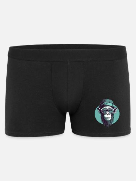 Cool hipster monkey with glasses and cap - Men's Boxer Shorts - black