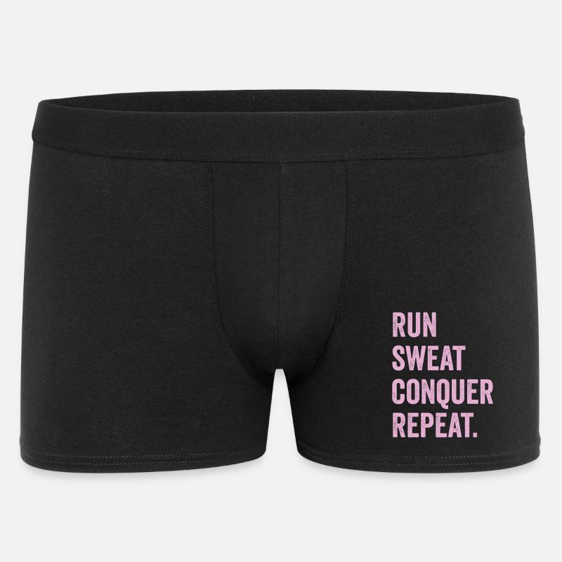 Run. Sweat. Conquer. Repeat. - Men's Boxer Shorts - black