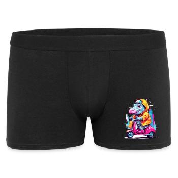 Hippopotamus on scooter - Men's Boxer Shorts - black - Front