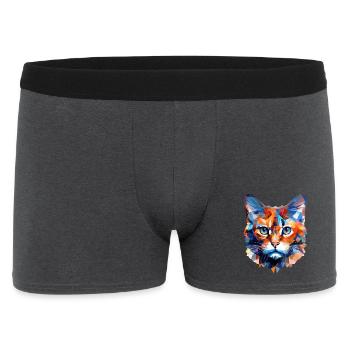 Cat, Polygon, Cats, Tomcat, Domestic Cat, Shorthair - Men's Boxer Shorts - charcoal grey - Front