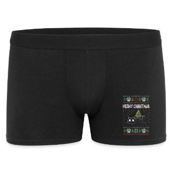 Meowy Christmas Katzenweihnacht - Männer Boxer Shorts - Schwarz - Vorne
