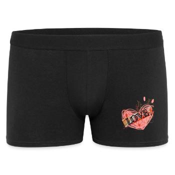 Heart with flowers and Love message - Men's Boxer Shorts - black - Front