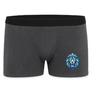 blue lion head, geometric patterns, polygons - Men's Boxer Shorts - charcoal grey - Front