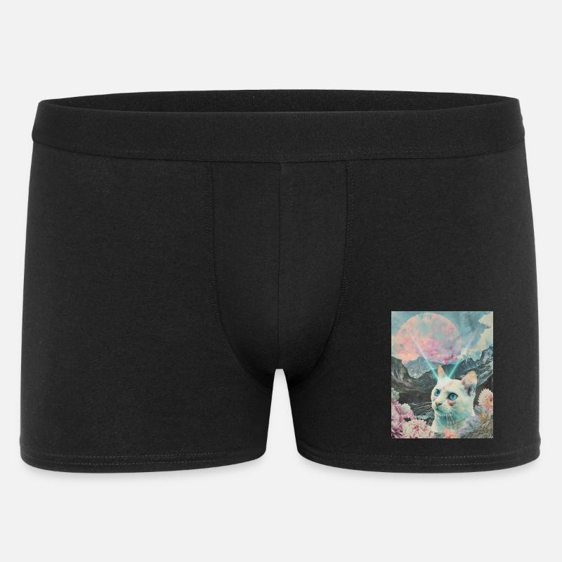 Comet cat between blooming peaks - Men's Boxer Shorts - black