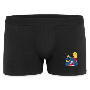 Fille de Noël avec des étoiles rouge-bleu-vert - Boxer Homme - noir - Devant