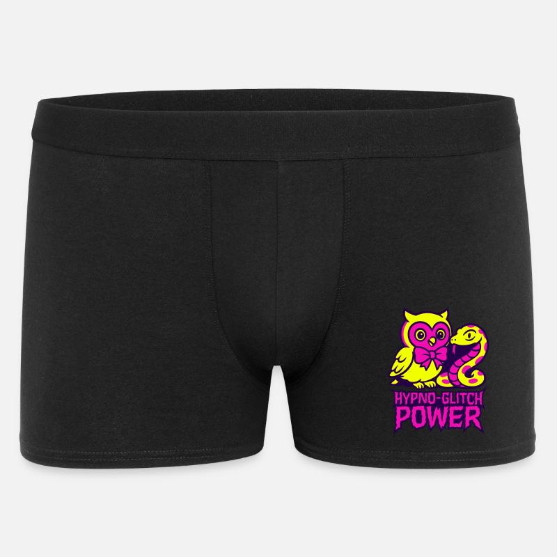Hypno Glitch Owl and Snake - Männer Boxer Shorts - Schwarz