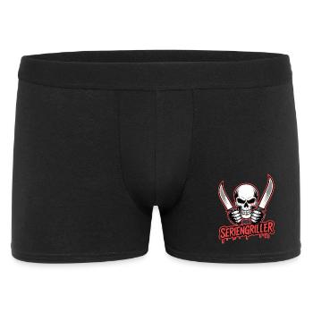 Skull with knife and lettering Series griller - Men's Boxer Shorts - black - Front