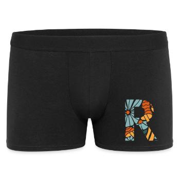 Letter r groovy flowers gift idea - Men's Boxer Shorts - black - Front