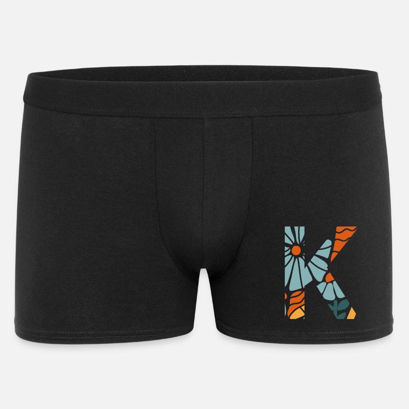 Buchstabe k groovige Blumen Geschenkidee - Männer Boxer Shorts - Schwarz
