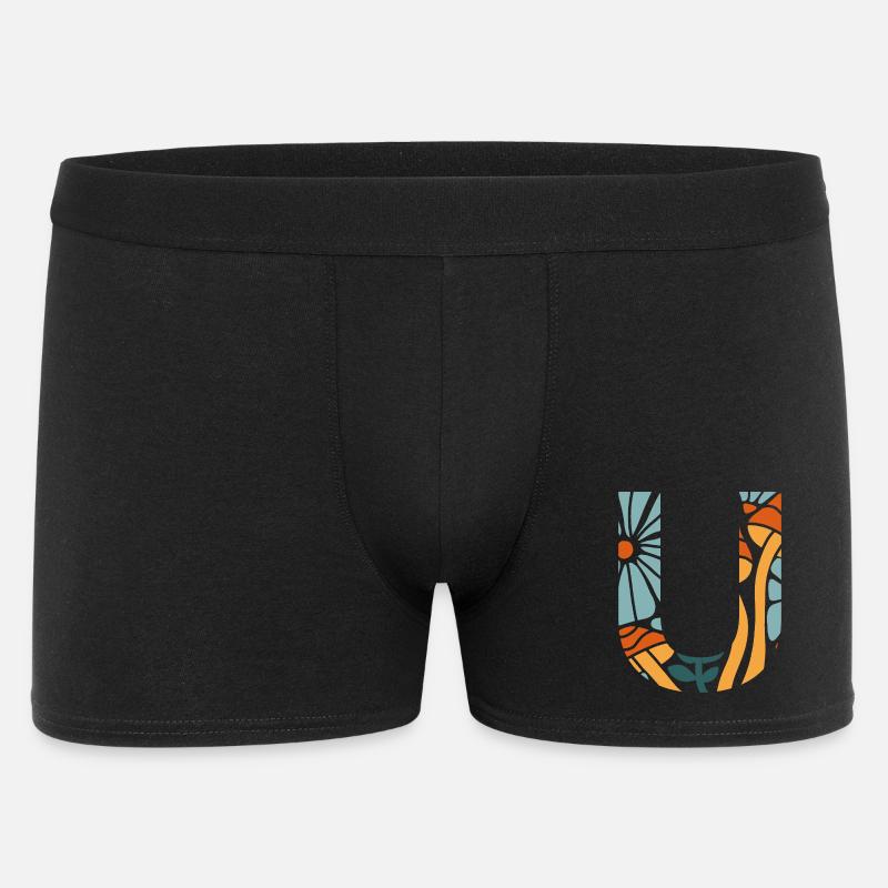 Brief u groovy Blumen Geschenkidee - Männer Boxer Shorts - Schwarz