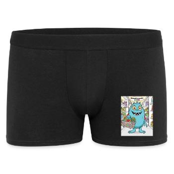 Einkaufsmonster Cartoonstil - Männer Boxer Shorts - Schwarz - Vorne