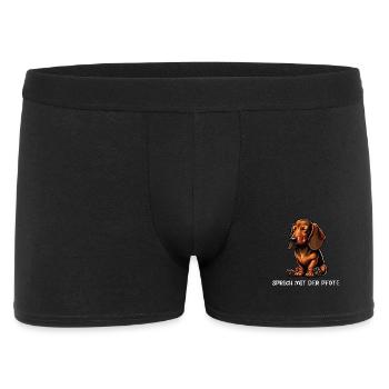 Sprich mit der Pfote Dackel Dackelbesitzer Teckel - Männer Boxer Shorts - Schwarz - Vorne