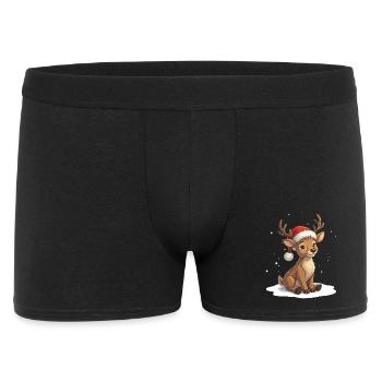 Petit renne mignon avec un chapeau de Noël - Boxer Homme - noir - Devant