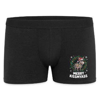 Merry KissMyAss Esel Pyjama Sarkastisch Xmas Lusti - Männer Boxer Shorts - Schwarz - Vorne