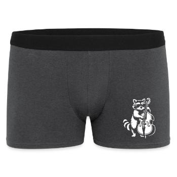 Racoon playing double bass in jazz band - Men's Boxer Shorts - charcoal grey - Front