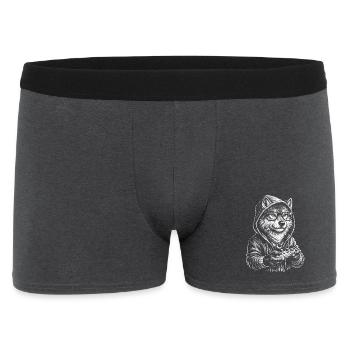 Wolf Player in Sweatshirt – Illustration for Game Fans - Men's Boxer Shorts - charcoal grey - Front