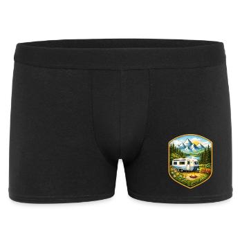 Camping Patch with Caravan - Men's Boxer Shorts - black - Front