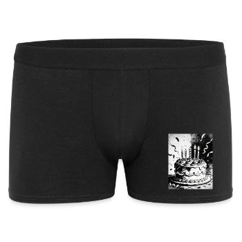Monochromer Geburtstagskuchen Kerzen - Männer Boxer Shorts - Schwarz - Vorne