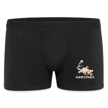 Hundemüde Mops Möpse Mopsbesitzer Mopsliebhaber  - Männer Boxer Shorts - Schwarz - Vorne
