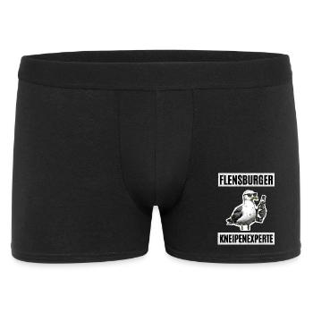 Flensburger Kneipen Experte - Männer Boxer Shorts - Schwarz - Vorne