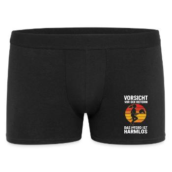 Vorsicht vor der Reiterin Hobby Horse Reiten Pferd - Männer Boxer Shorts - Schwarz - Vorne