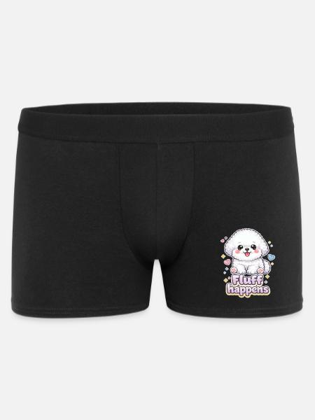 Fluff Happens – kawaii Bichon Dog Design - Men's Boxer Shorts - black