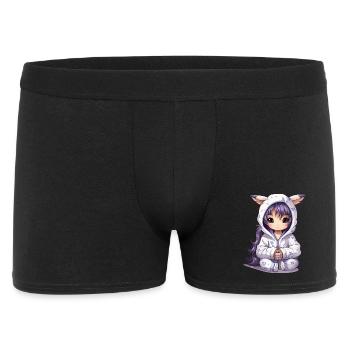 Chibi Häschen Hoodie Stil - Männer Boxer Shorts - Schwarz - Vorne