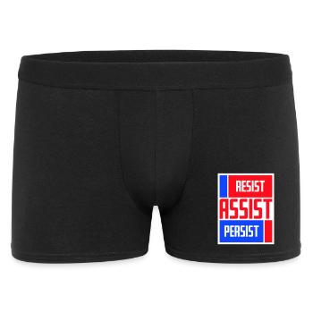 Resist Assist Persist Aktivismus Motivation Logo - Männer Boxer Shorts - Schwarz - Vorne