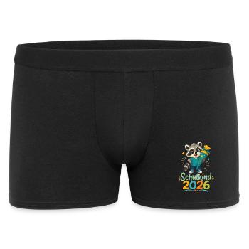 Schulkind 2026 Raccoon Jubel - Männer Boxer Shorts - Schwarz - Vorne