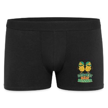 Doppelt Hält Besser Zwillinge - Männer Boxer Shorts - Schwarz - Vorne