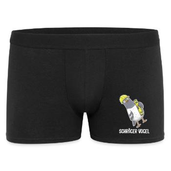Schräger Vogel – Taube mit Wasserwaage - Männer Boxer Shorts - Schwarz - Vorne
