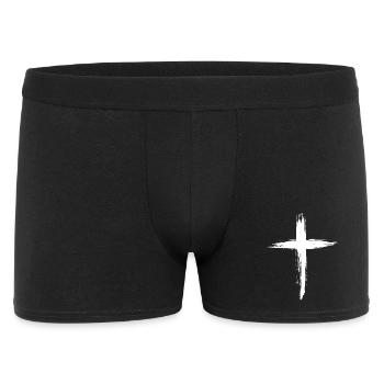 Christen Kreuz - Männer Boxer Shorts - Schwarz - Vorne