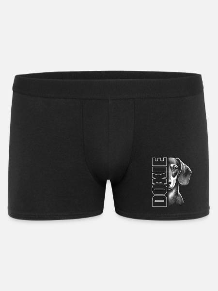 Dachshund portrait with lettering - Men's Boxer Shorts - black