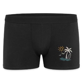 Summer Beach Surf – Palme, Wellen & Sonne - Männer Boxer Shorts - Schwarz - Vorne
