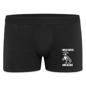 I Need Coffee and Silence Deutsche Dogge Doggen  - Männer Boxer Shorts - Schwarz - Vorne