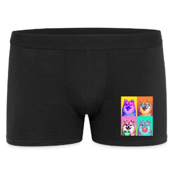 Hunde Zwergspitz Hund - Männer Boxer Shorts - Schwarz - Vorne