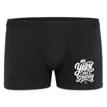 Handarbeit – My Yarn Has a Strategy - Männer Boxer Shorts - Schwarz - Vorne