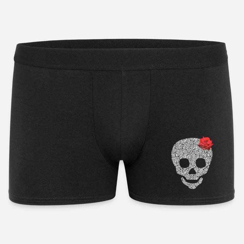 Schädel mit Rose - Männer Boxer Shorts - Schwarz