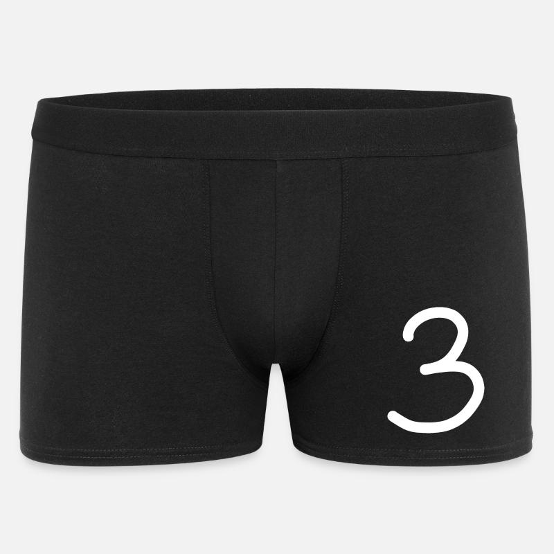 3 Numéro trois blanc Anniversaire - Boxer Homme - noir