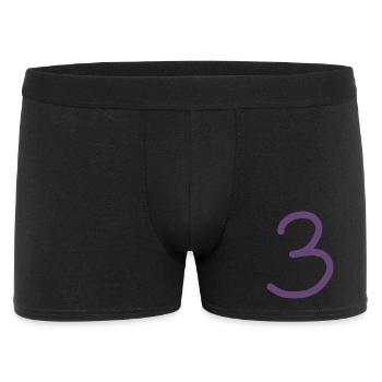 3 Nummer drei Zahl violett Geburtstag - Männer Boxer Shorts - Schwarz - Vorne