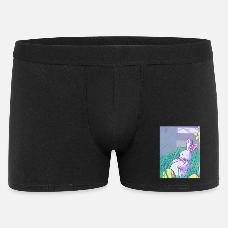 Pastel Easter Bunny in Spring Grass - Men's Boxer Shorts - black